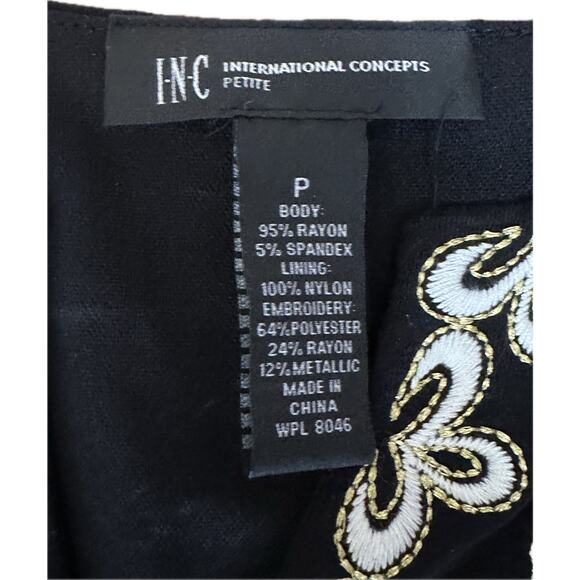INC Petite Small Black Embroidered Long Sleeve Dress NWT - Picture 6 of 7